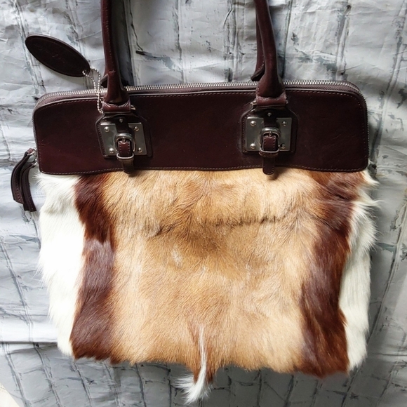 Wilson's Leather Springbok Fur and Brown Leather Bag - Picture 3 of 9
